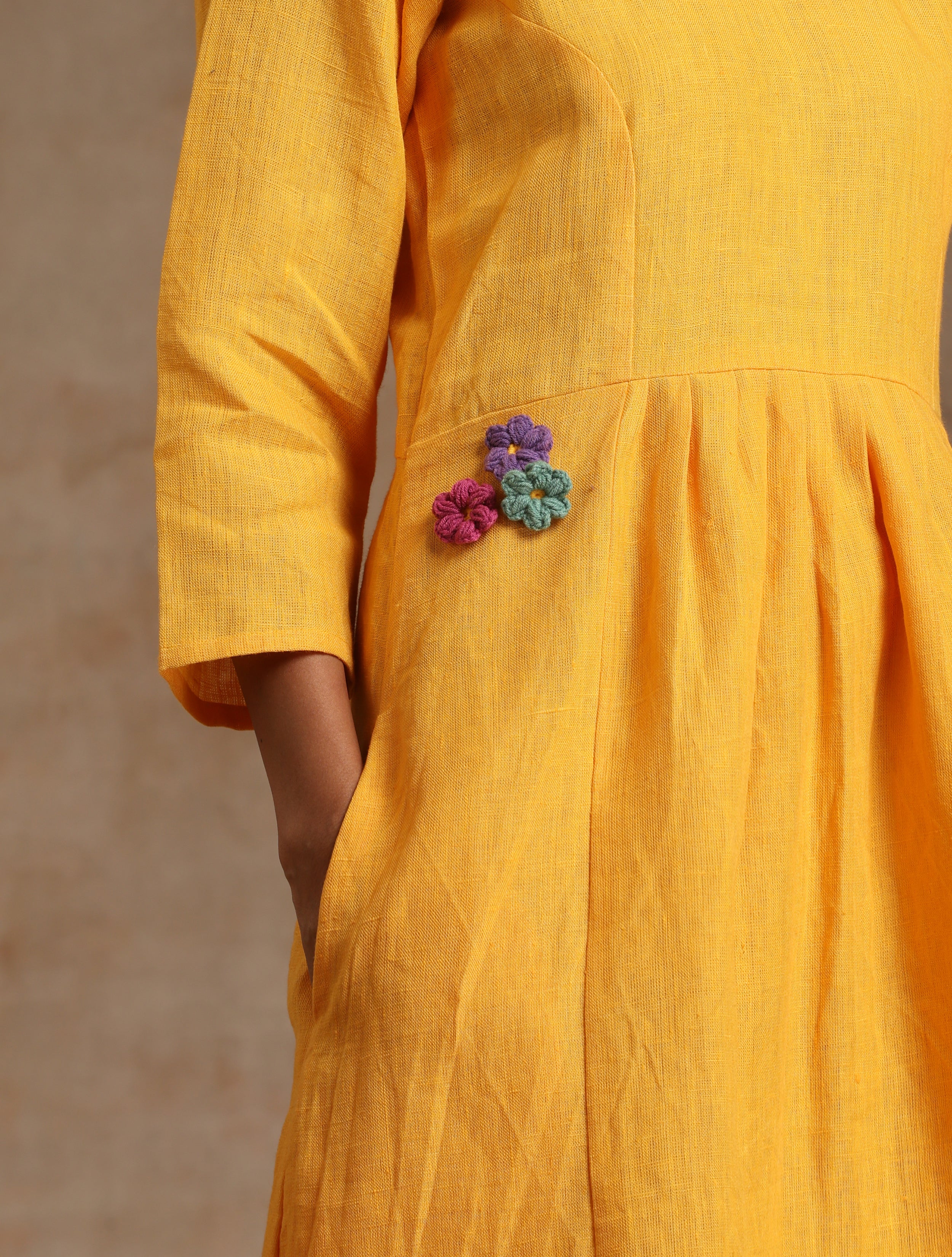 Yellow linen dress