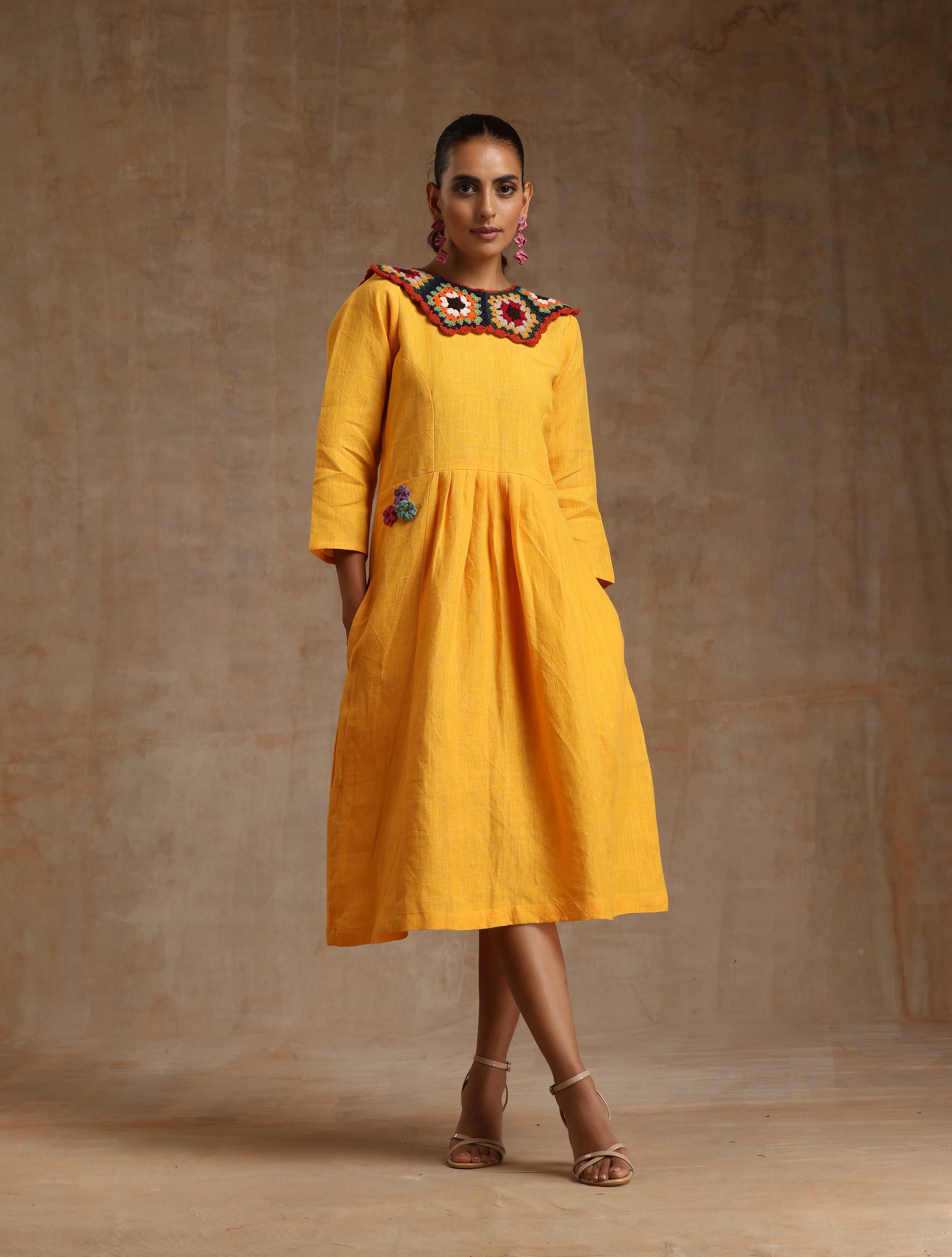 Yellow linen dress