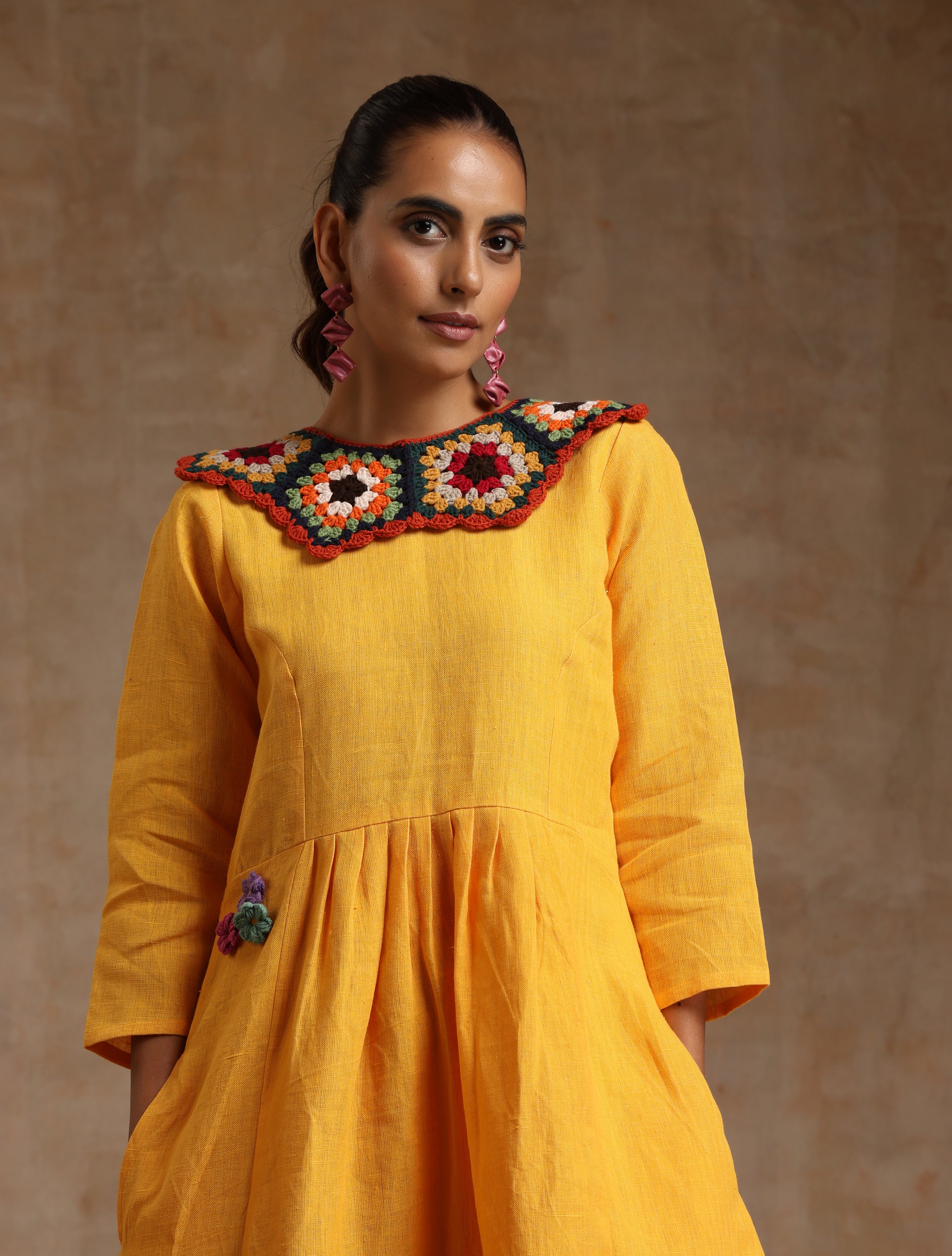 Yellow linen dress