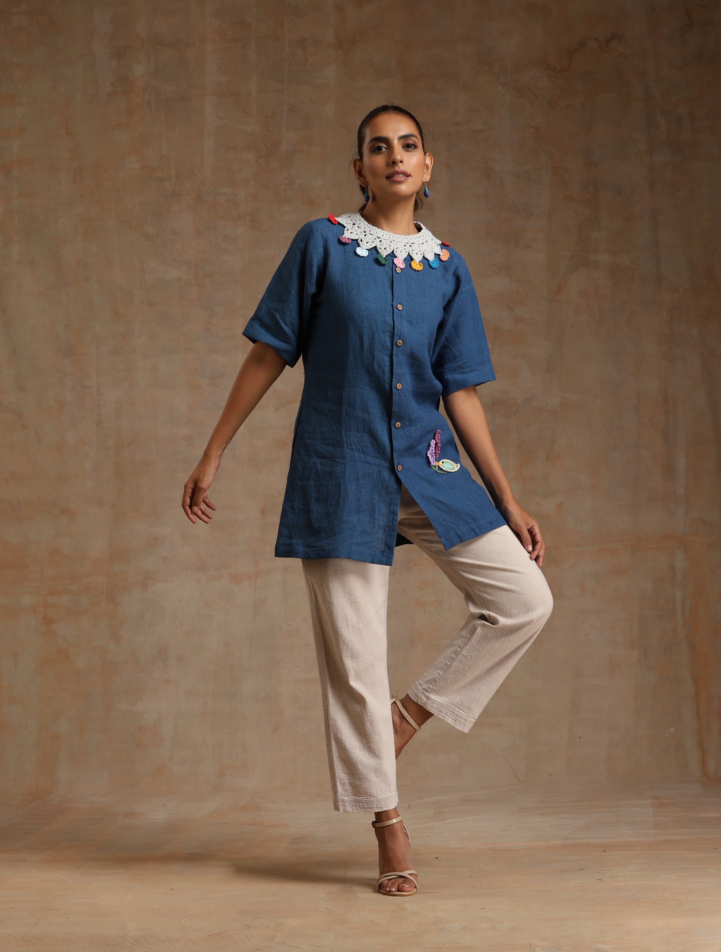 Blue linen top