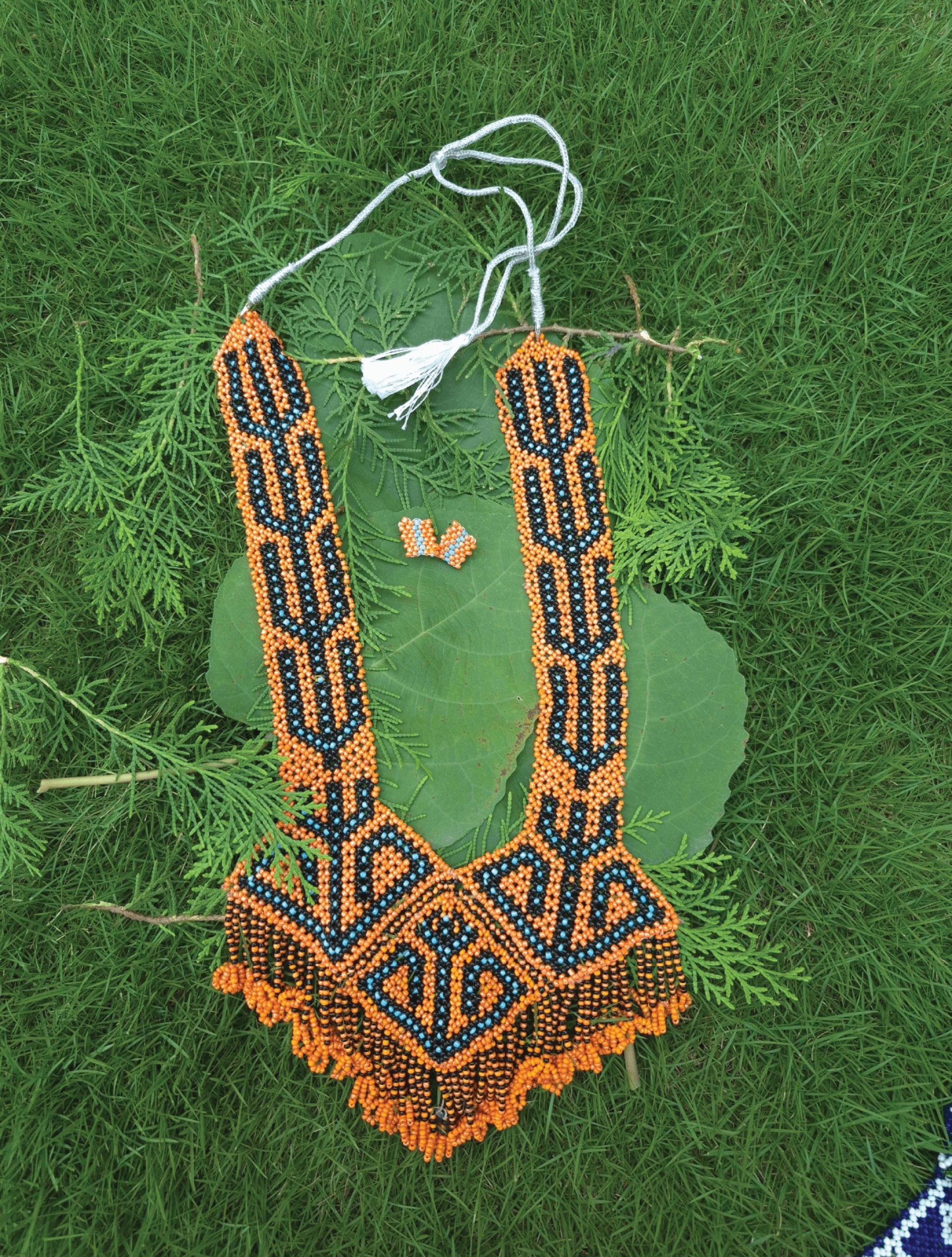 Orange and Black Tribal Necklace