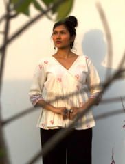 White Kediya Style Top ( Kala cotton)