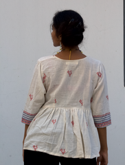 White Kediya Style Top ( Kala cotton)