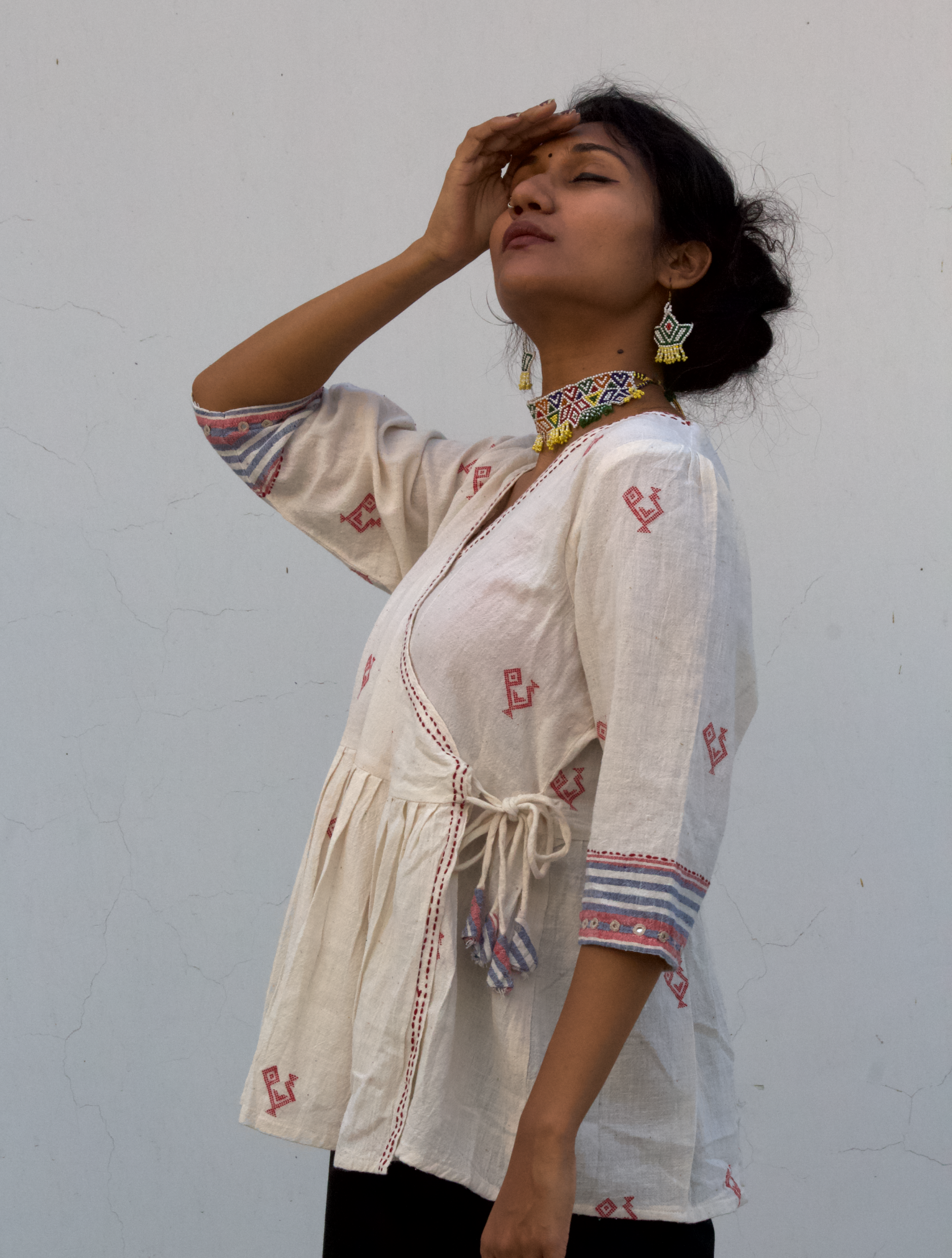 White Kediya Style Top ( Kala cotton)