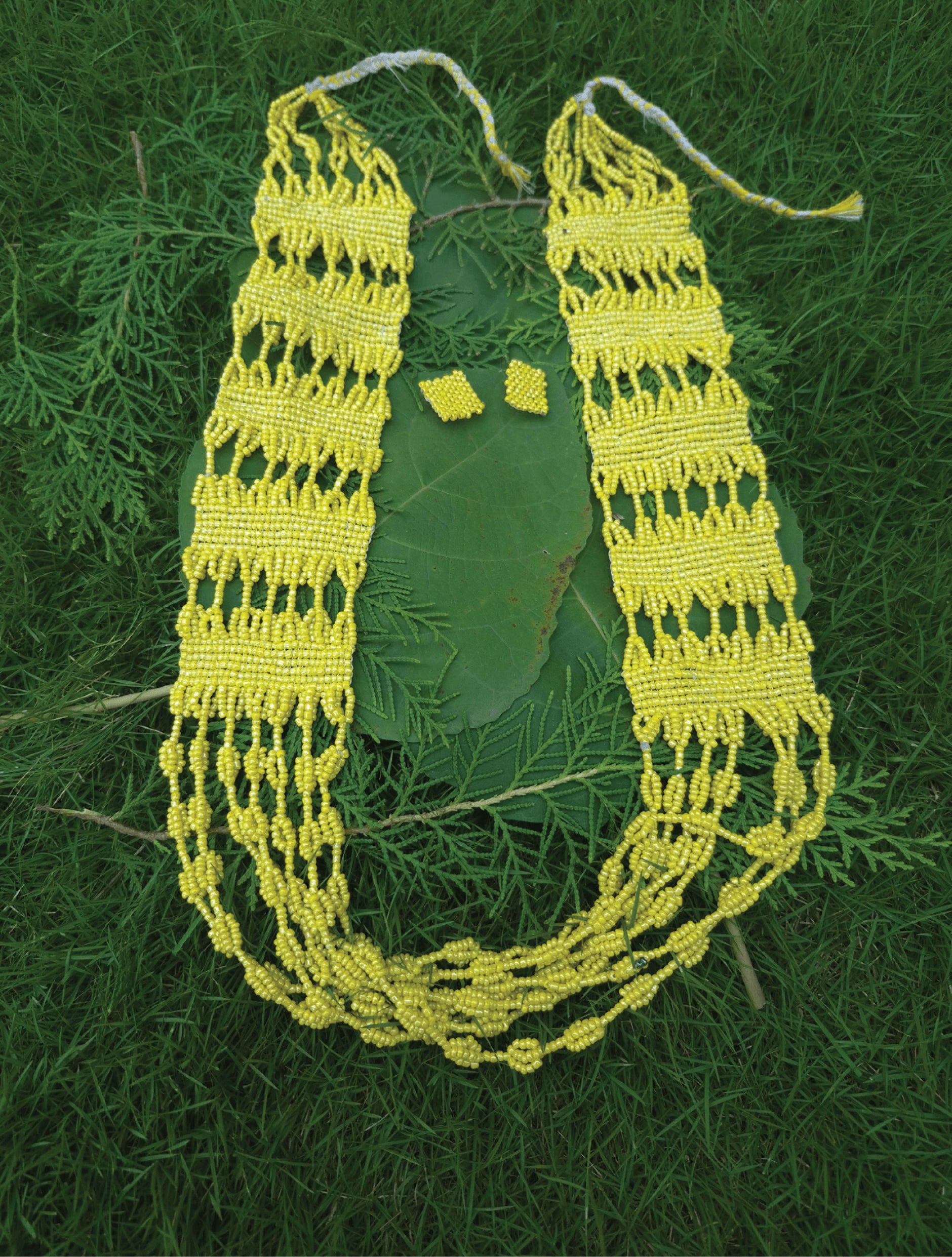 Yellow Beaded Neckpiece with Earrings