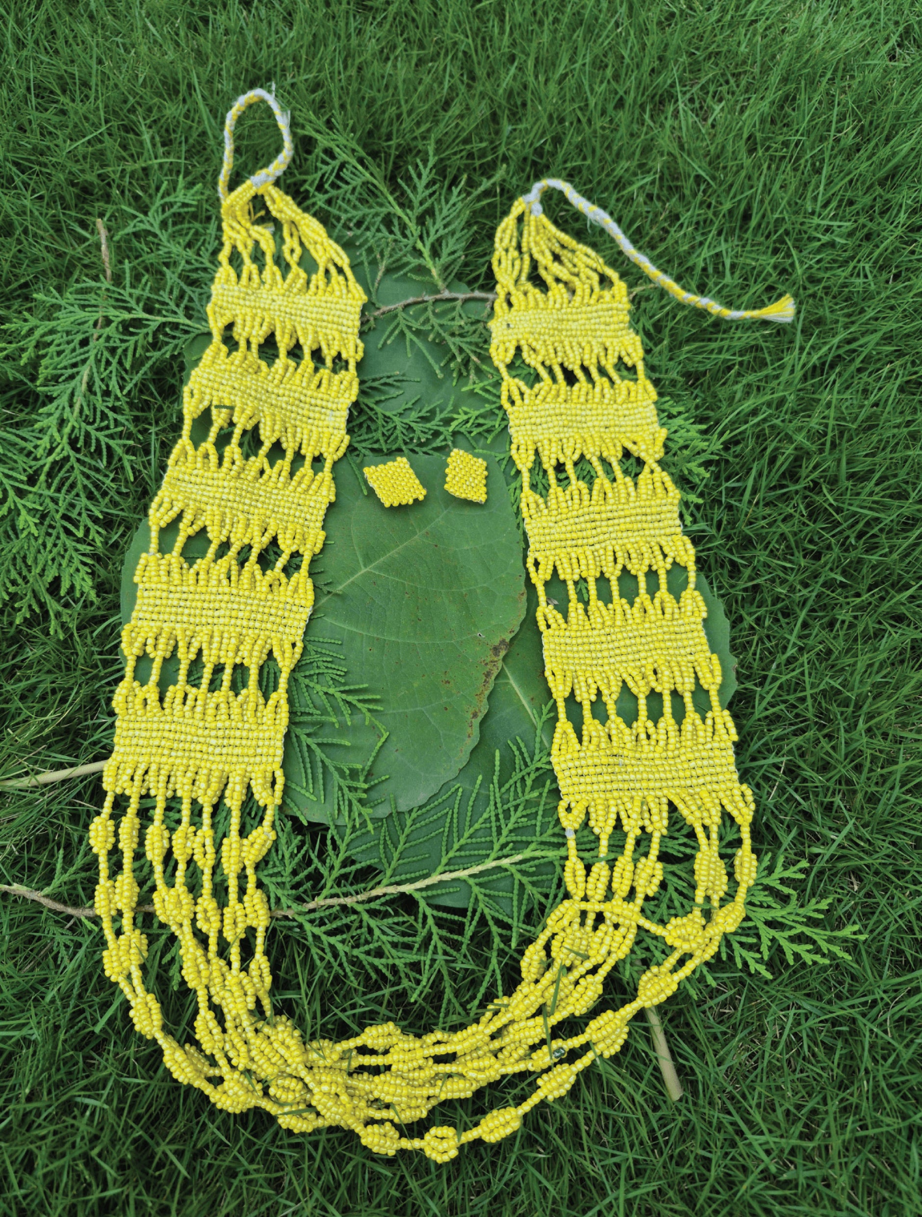 Yellow Beaded Neckpiece with Earrings