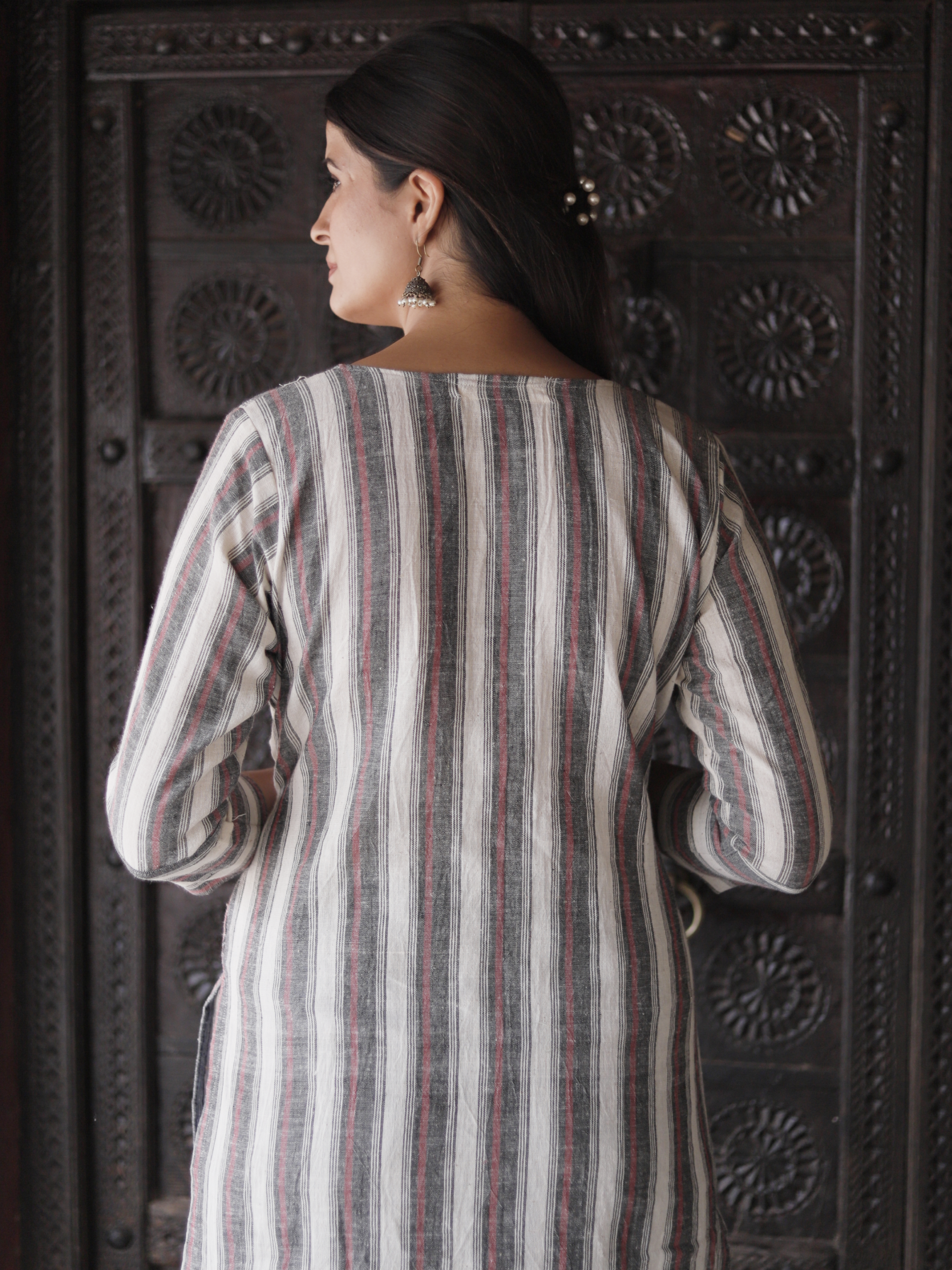 Black and White Kala Cotton Kurti