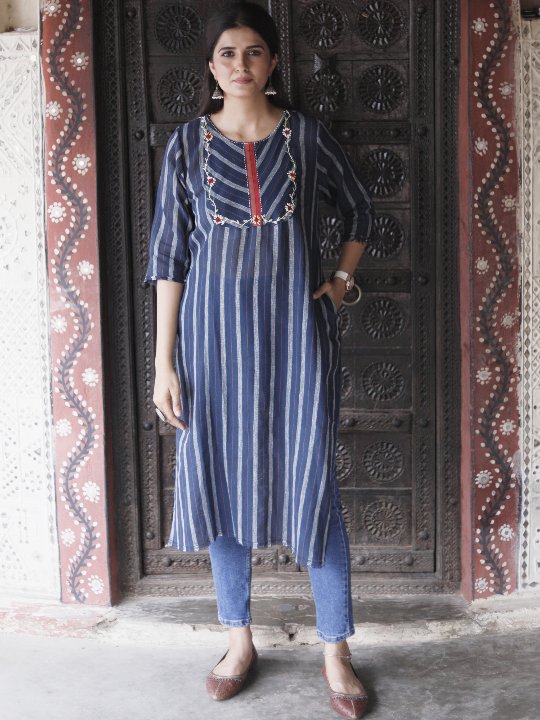 Blue Kala Cotton Kurti