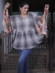 Kala Cotton Extra Weft Poncho Top