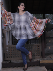 Kala Cotton Extra Weft Poncho Top