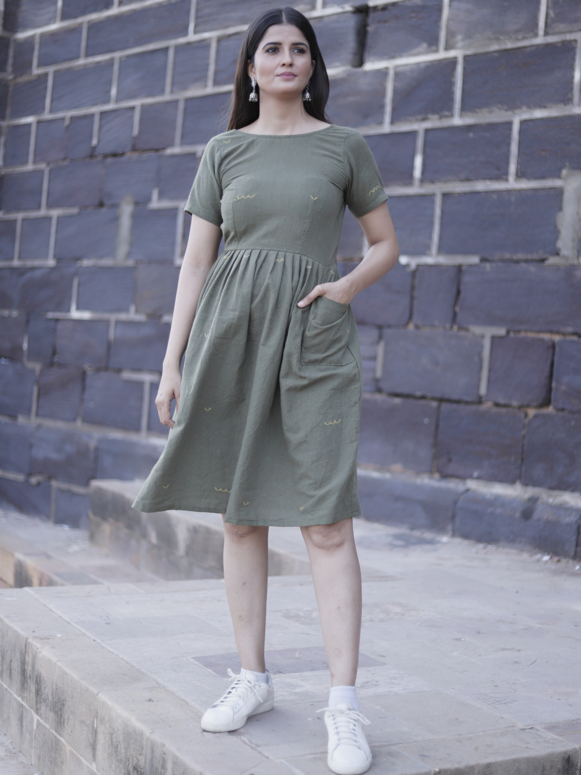 Kala Cotton Backless Dress with Pocket