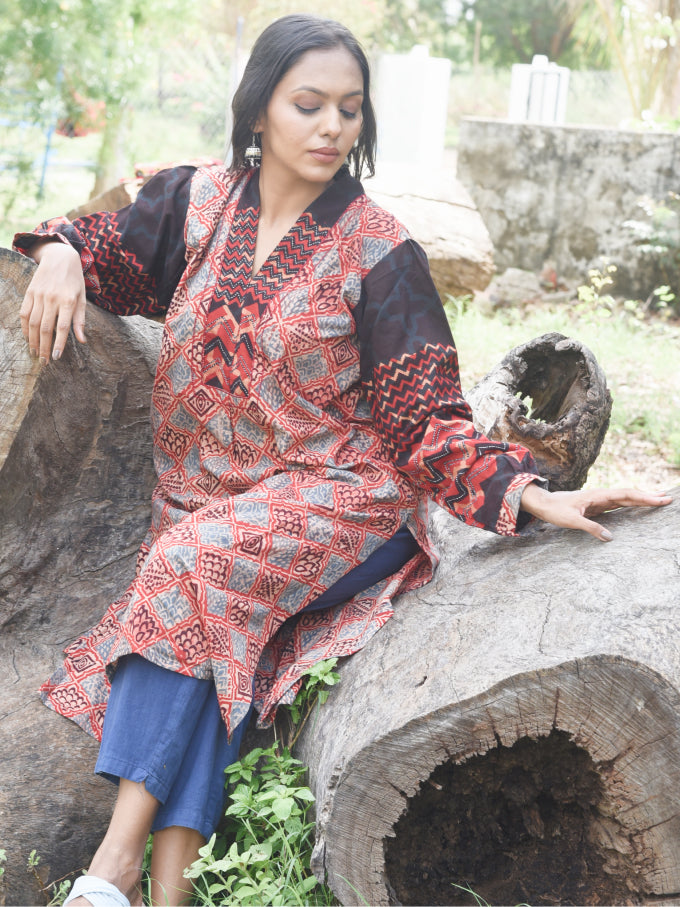 Ajrakh Hand Block-print Kurti